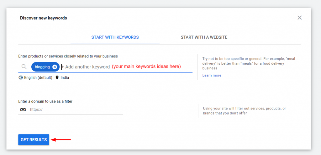 google keyword planner